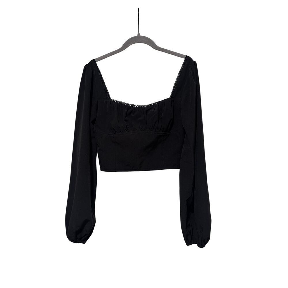 L.A. Hearts Black Long Sleeve Square Neck Top S - Picture 2 of 8